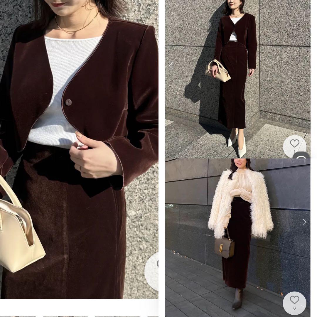 anuans 25AW ベルベットナロースカート ブラウン M