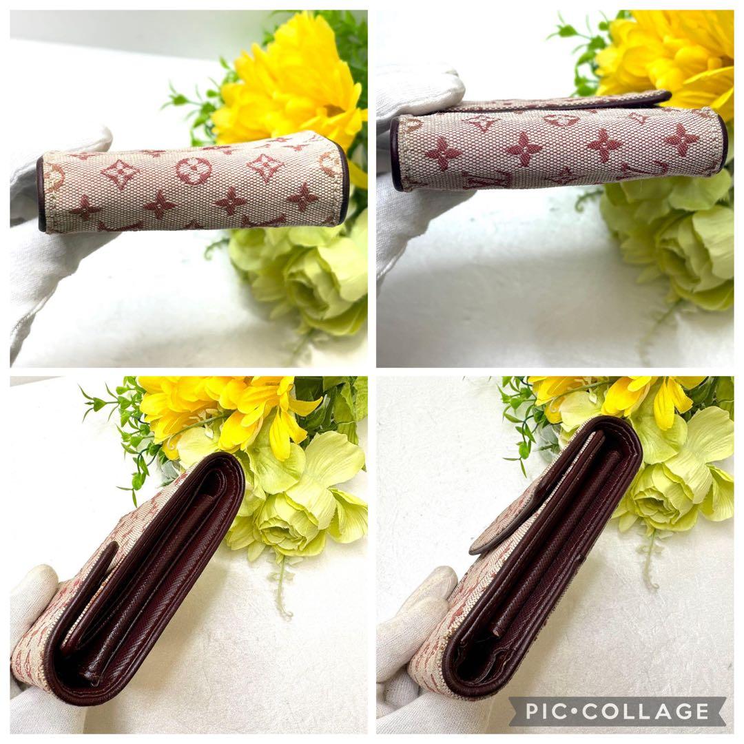 ルイヴィトン ポルトビエ・カルトクレディモネ モノグラムミニ 折財布 チェリー
