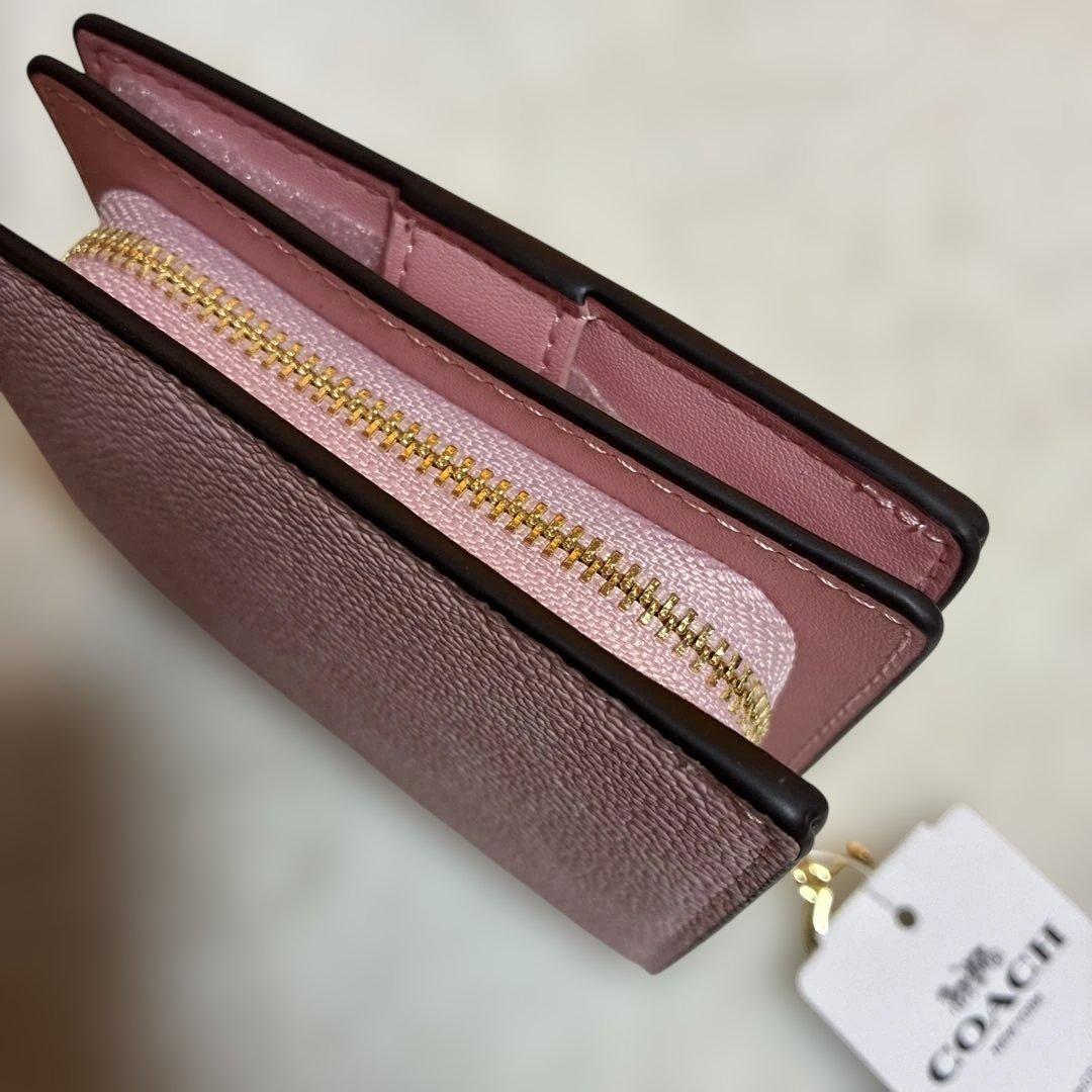 【新品未使用】COACH コーチ　二つ折り　財布　ピンク