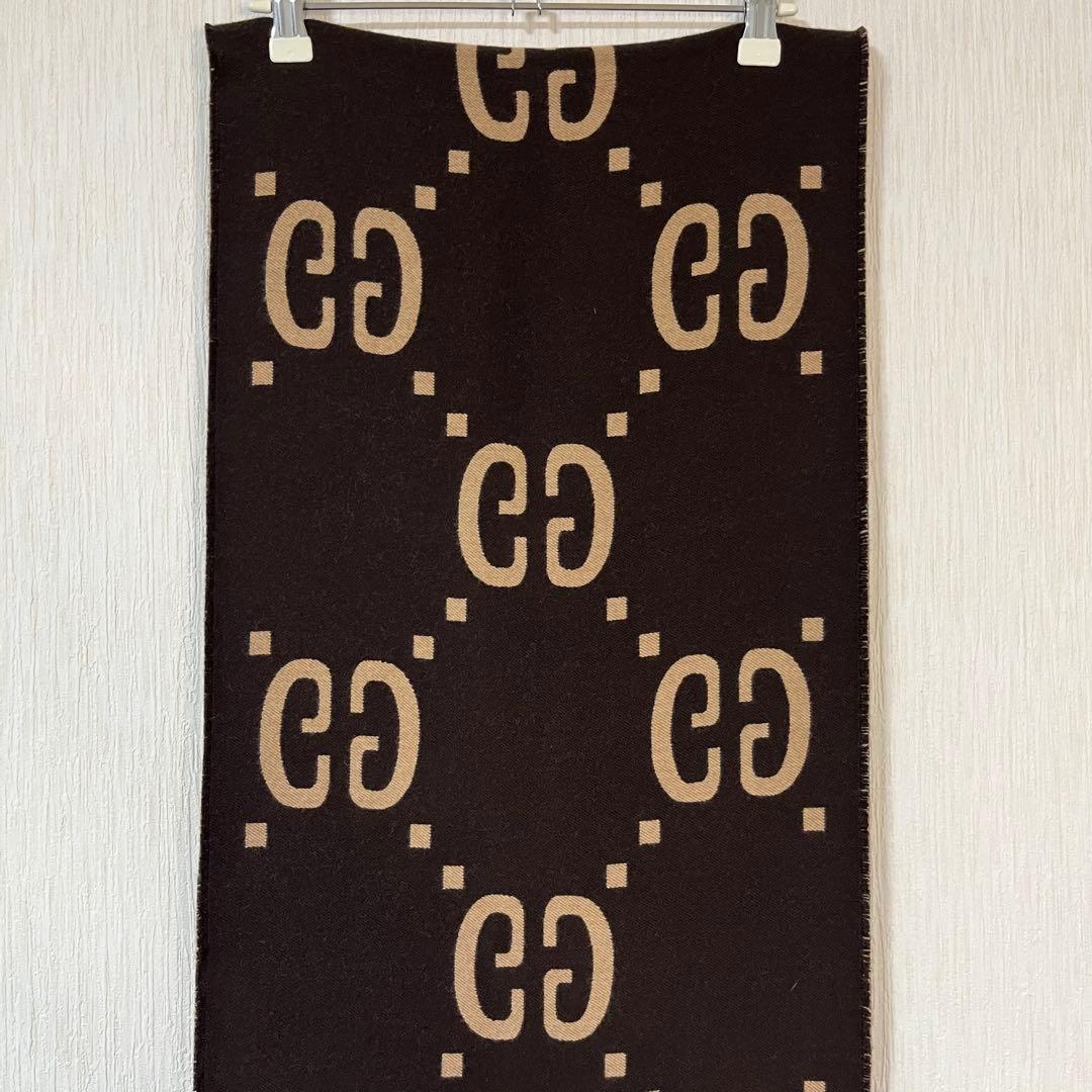 【国内正規品】グッチ Gucci GGジャカード ウールシルク スカーフ