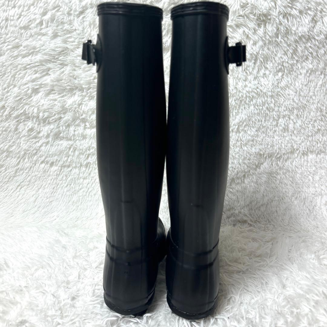 【未使用級】HUNTER レインロングブーツ 長靴 ブラック UK5 24cm