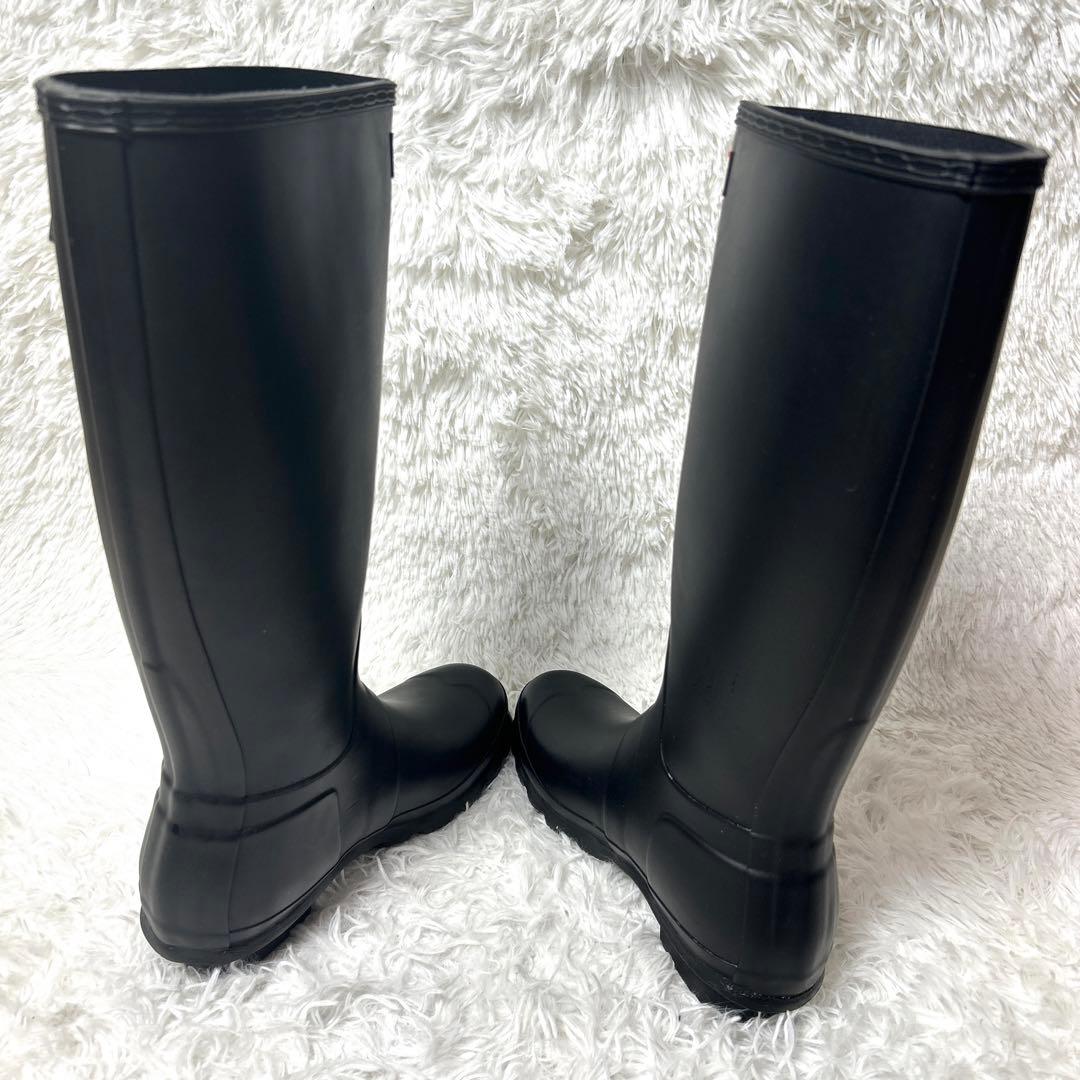 【未使用級】HUNTER レインロングブーツ 長靴 ブラック UK5 24cm