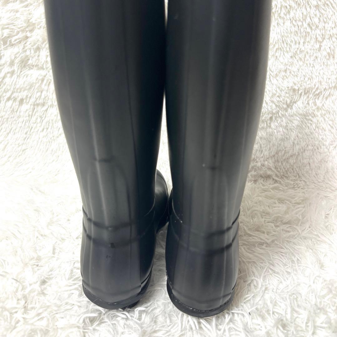 【未使用級】HUNTER レインロングブーツ 長靴 ブラック UK5 24cm