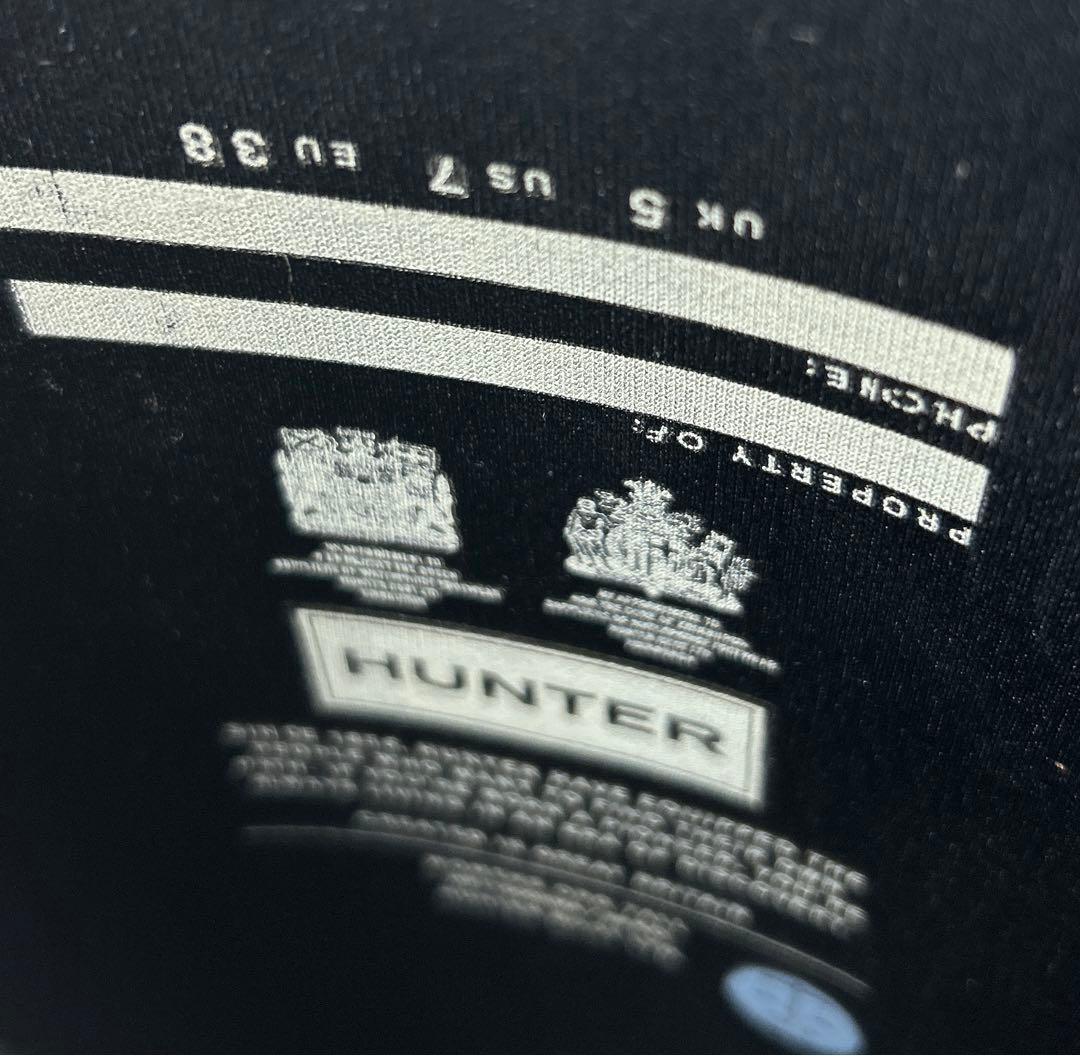 【未使用級】HUNTER レインロングブーツ 長靴 ブラック UK5 24cm