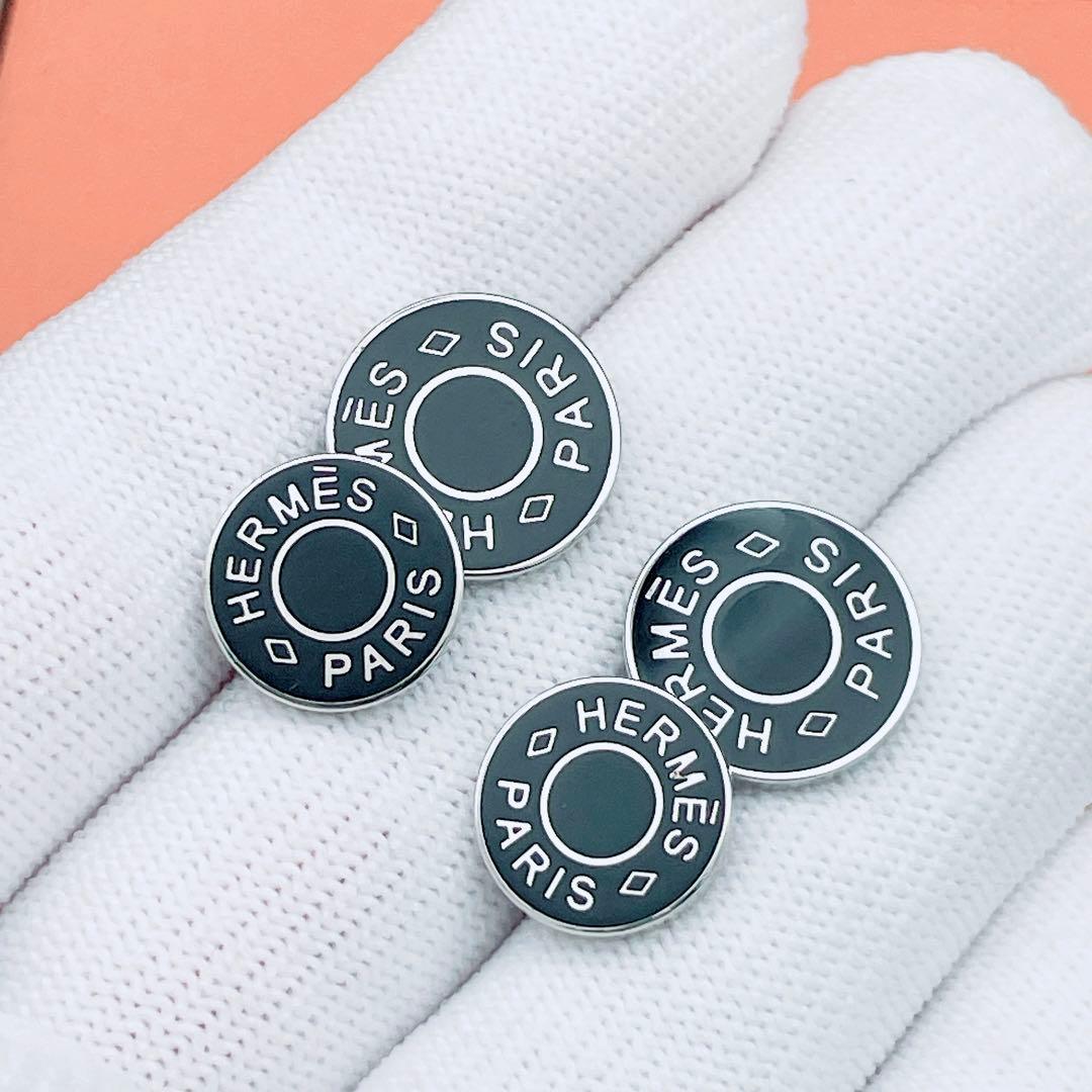 ◇エルメス◇ セリエ カフス カフリンクス カフスボタン ブラック 7.6g