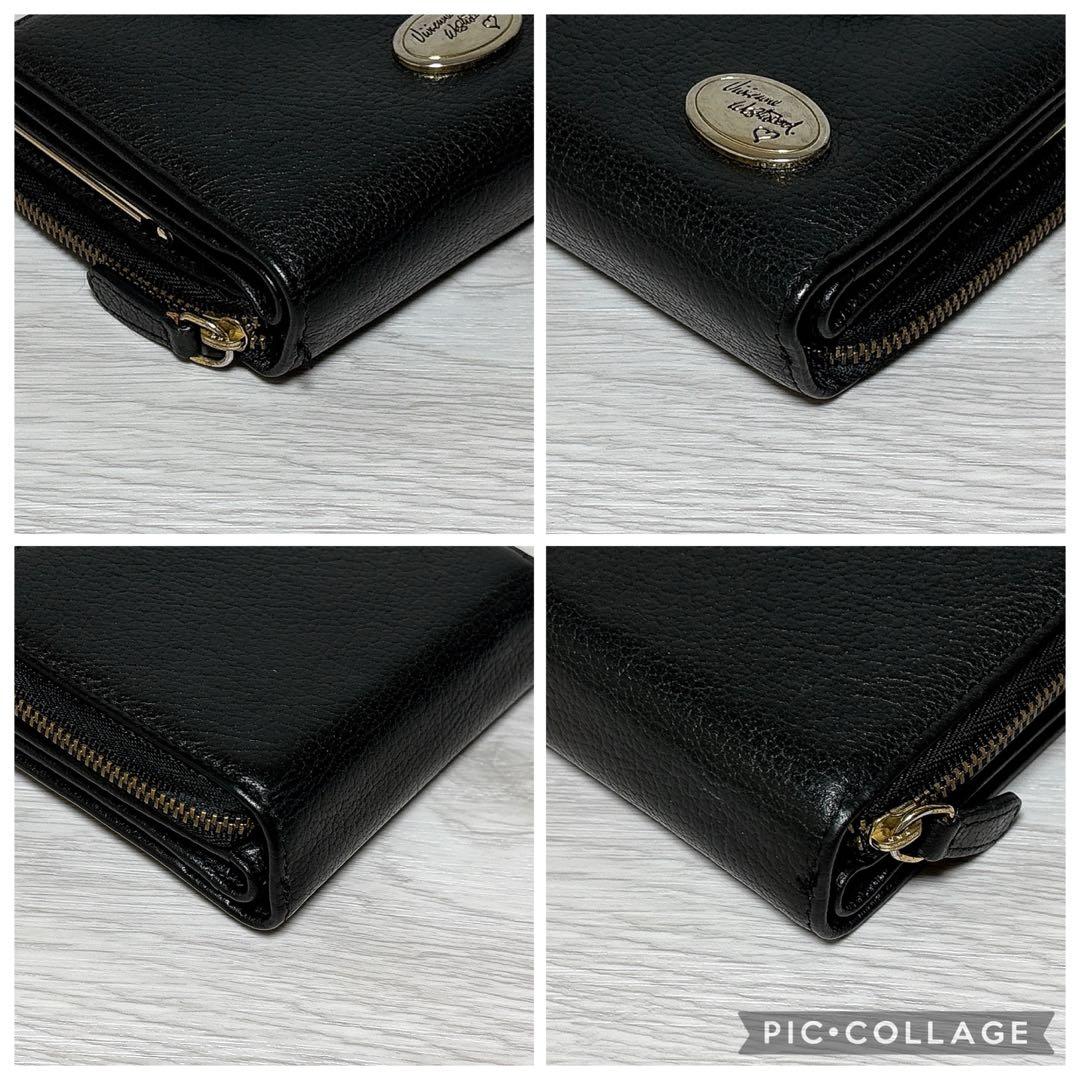 ✨美品✨ヴィヴィアンウエストウッド 2つ折り財布 がま口 ハート ブラック ロゴ