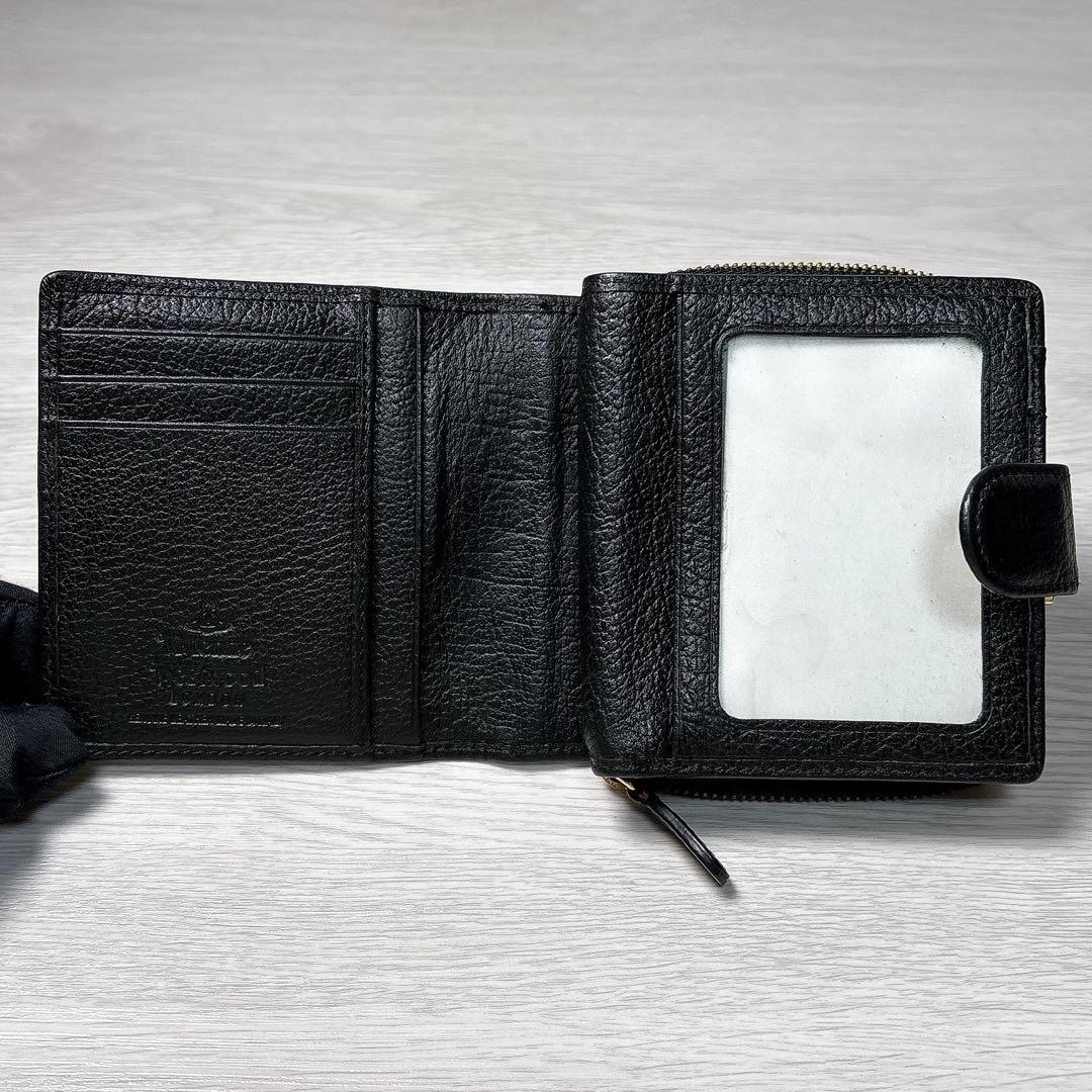 ✨美品✨ヴィヴィアンウエストウッド 2つ折り財布 がま口 ハート ブラック ロゴ