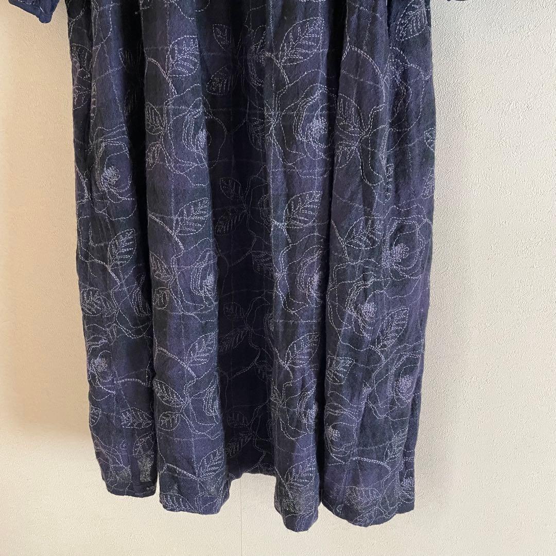 ♪コットンハウスアヤ/花刺繍 ウールワンピース
