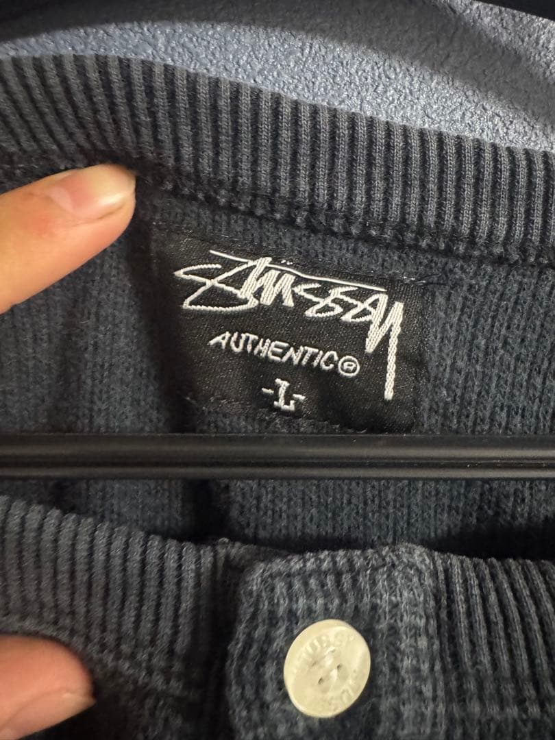 Stussy ダークグレー ヘンリーネック サーマル Lサイズ