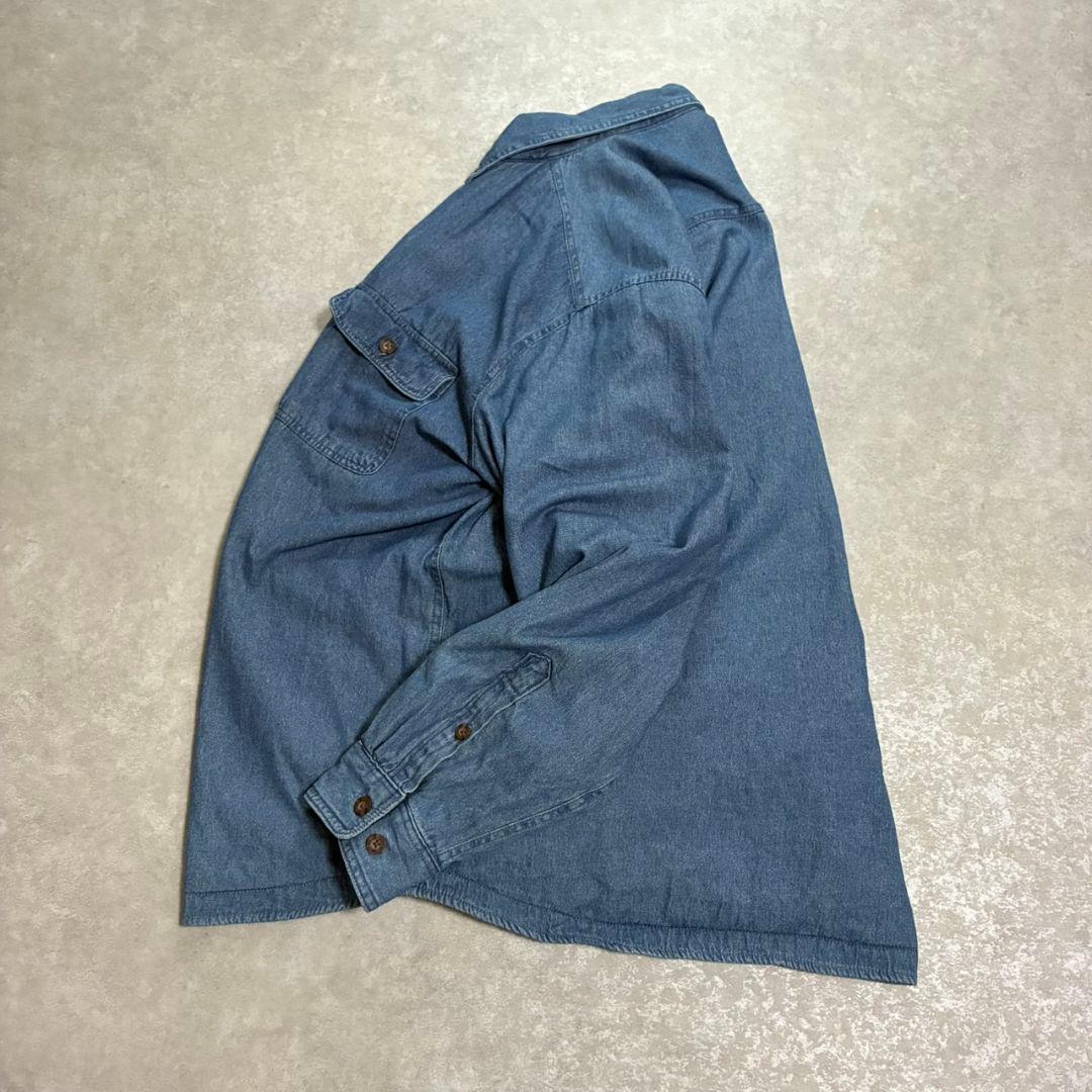 極美品 XL ウールリッチ中綿デニムシャツ 裏フリース ブラックウォッチ 90s