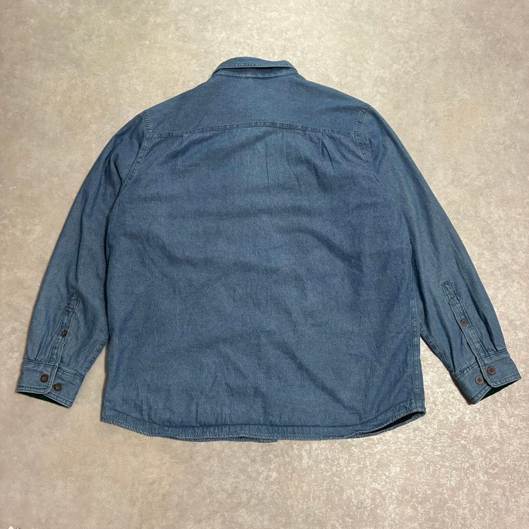 極美品 XL ウールリッチ中綿デニムシャツ 裏フリース ブラックウォッチ 90s