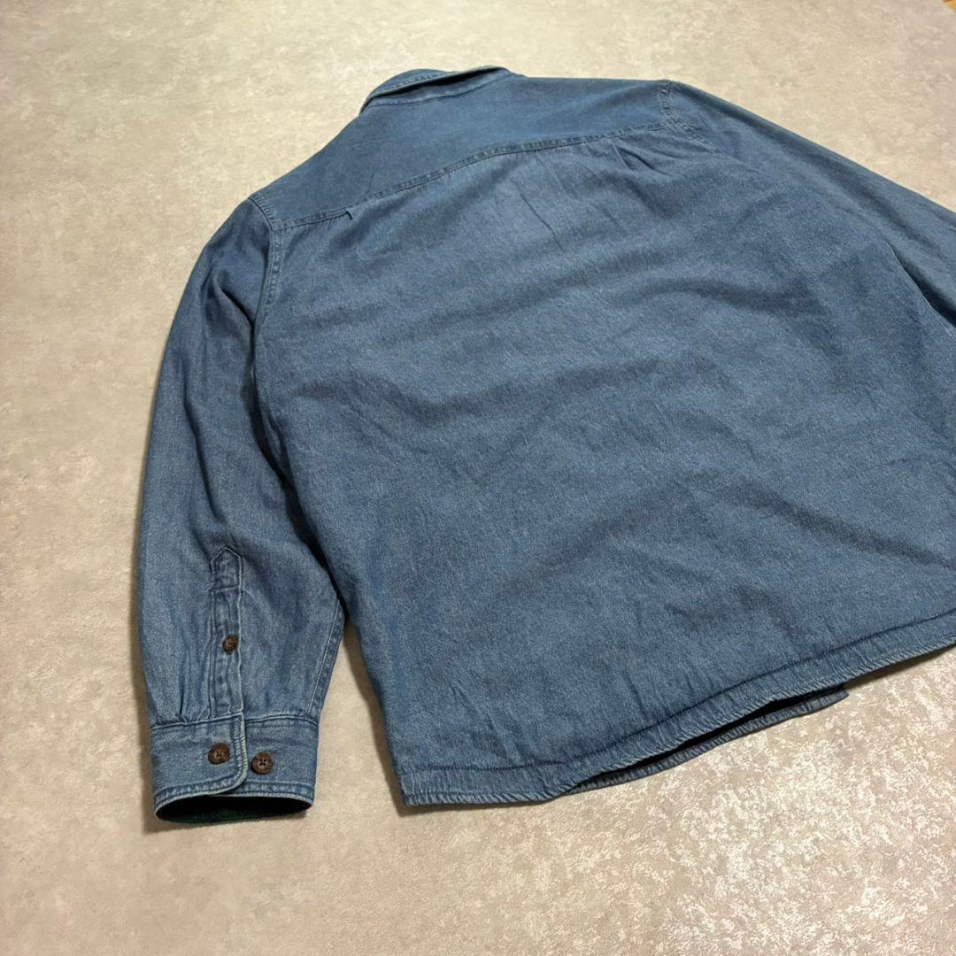 極美品 XL ウールリッチ中綿デニムシャツ 裏フリース ブラックウォッチ 90s