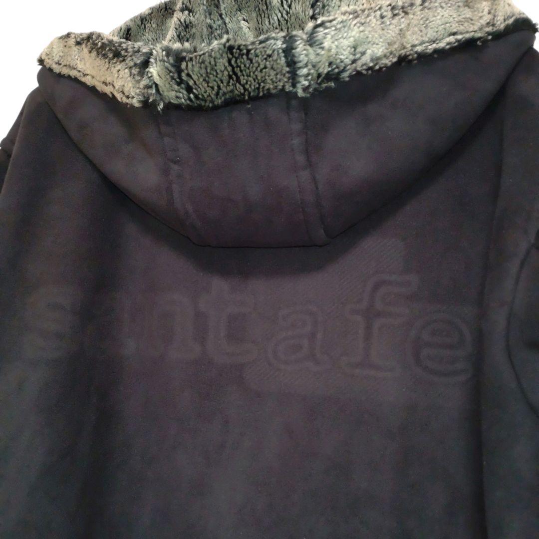 美品　サンタフェ　フェイクスエード　ボアジャケット　背面ロゴ　黒　メンズ　フード