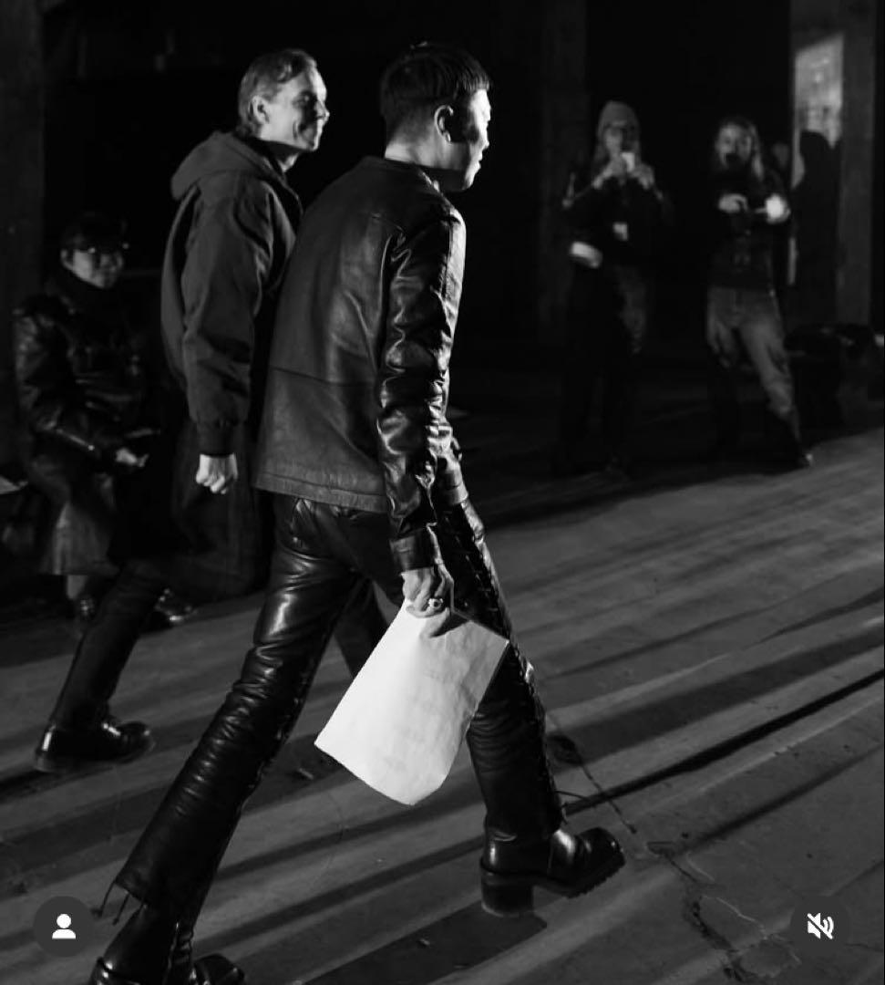23AW ジョンローレンスサリバン Leather lace-up pants