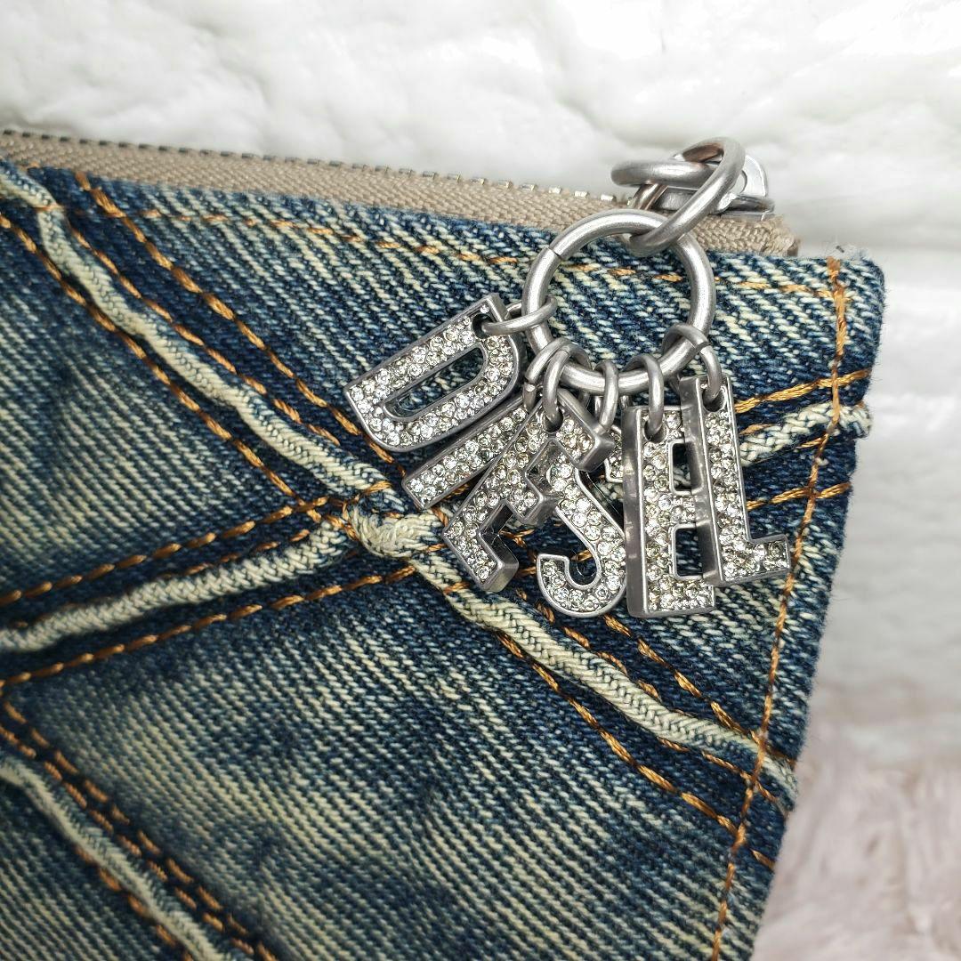 ディーゼル DIESEL ヴィンテージデニム折り財布 ビジューチャーム極美品