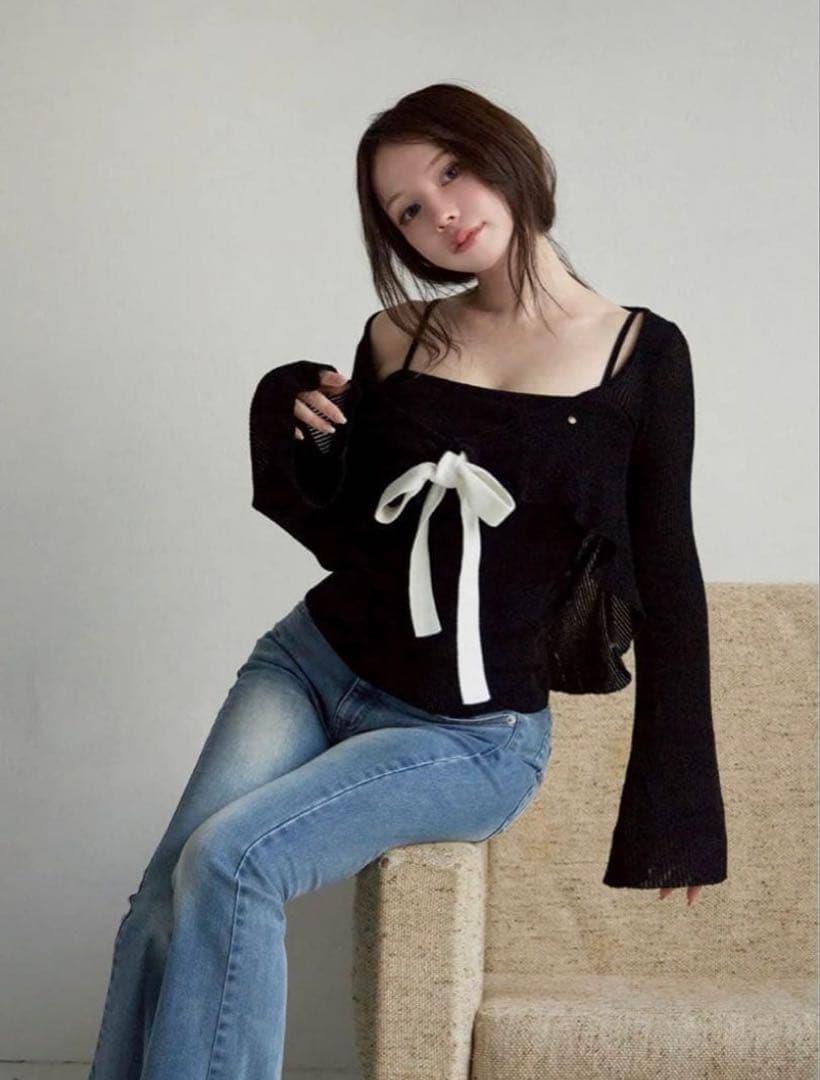 andmary Emma knit flare cardigan set ‪‪