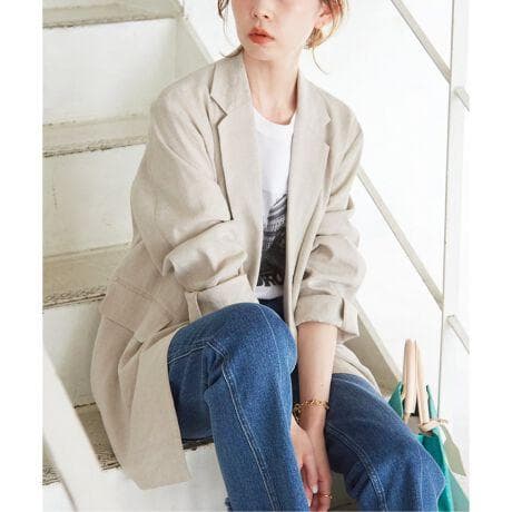 良品 SLOBE IENA 麻/ポリテーラードジャケット