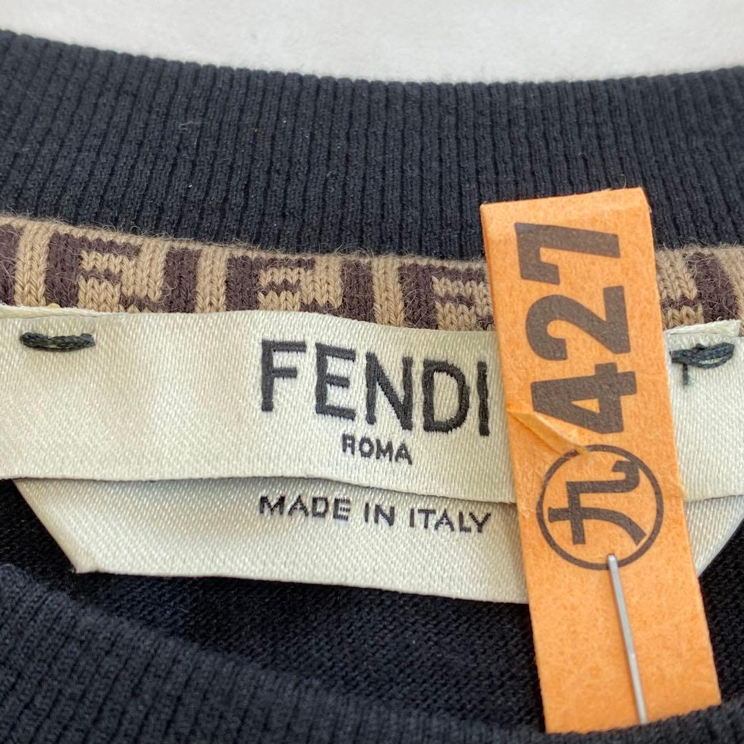 美品★FENDI フェンディ 半袖Tシャツ カットソー ミンクファーFFロゴ S