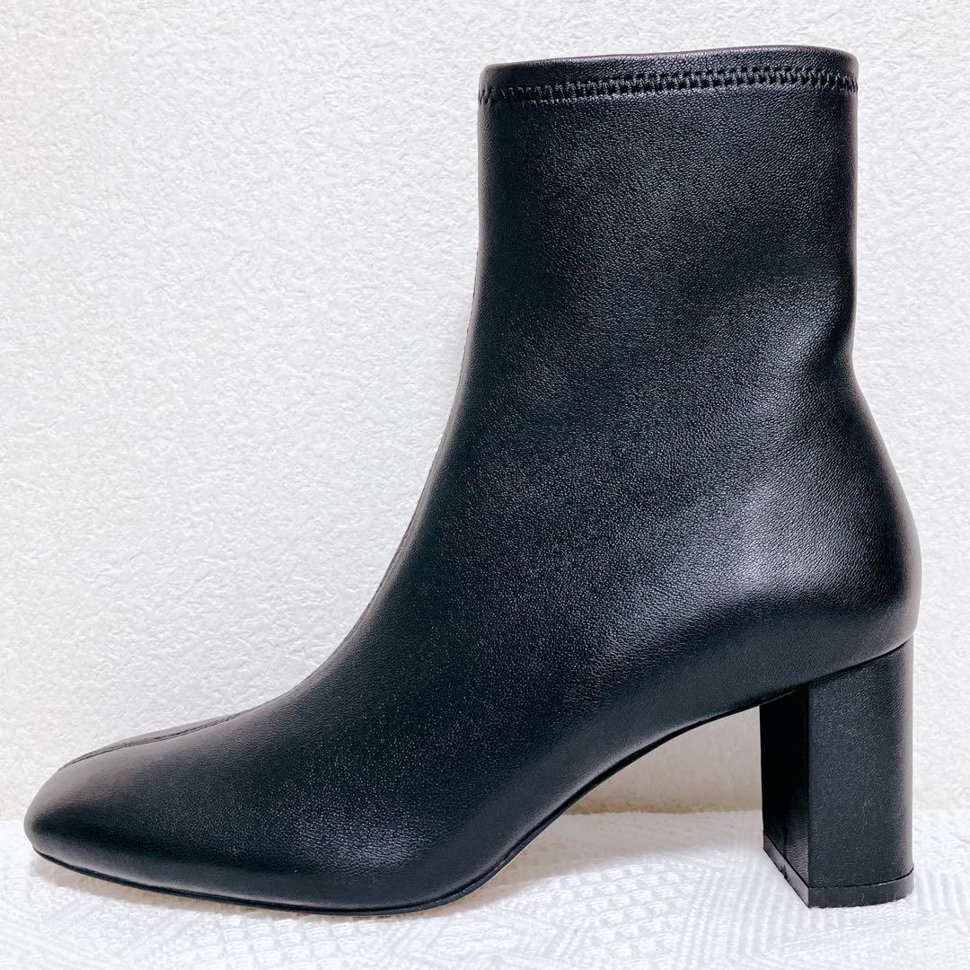 FRAY I.D ラムレザー ストレッチショートブーツ 黒 24.5cm 38