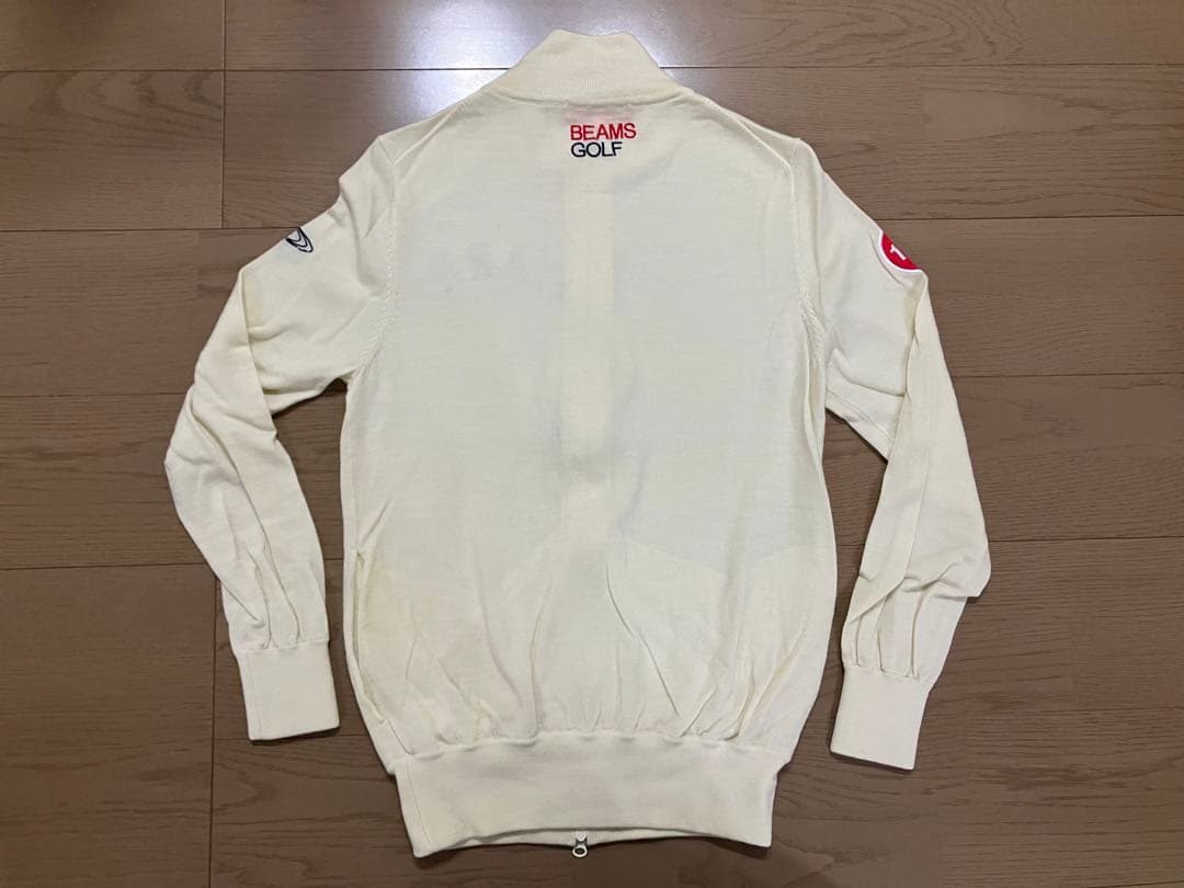 【ファウラ】BEAMS GOLF ZIPアップセーター アイボリー