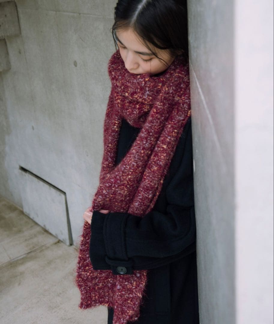 haek mix color long muffler/ロングマフラー　レッド