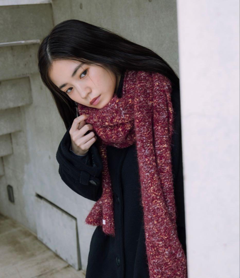 haek mix color long muffler/ロングマフラー　レッド