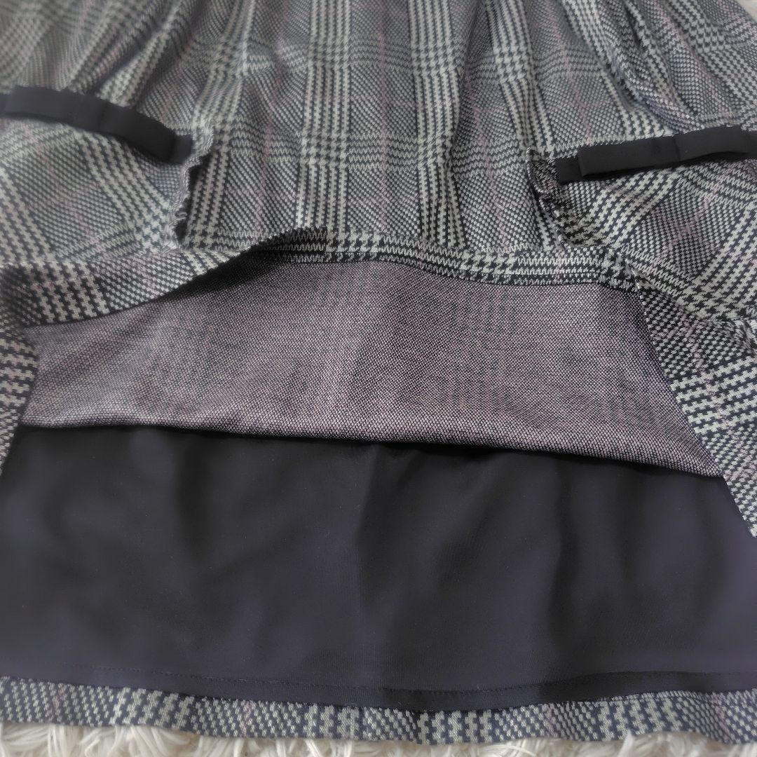 【極美品♡希少42】ローズティアラ　グレンチェックワンピースチュニック　リボン