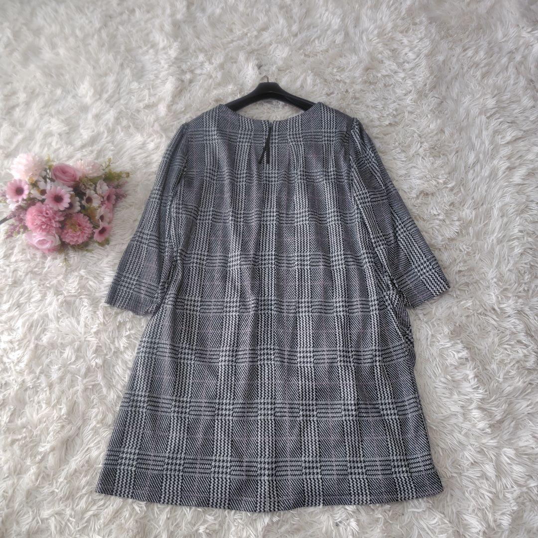 【極美品♡希少42】ローズティアラ　グレンチェックワンピースチュニック　リボン