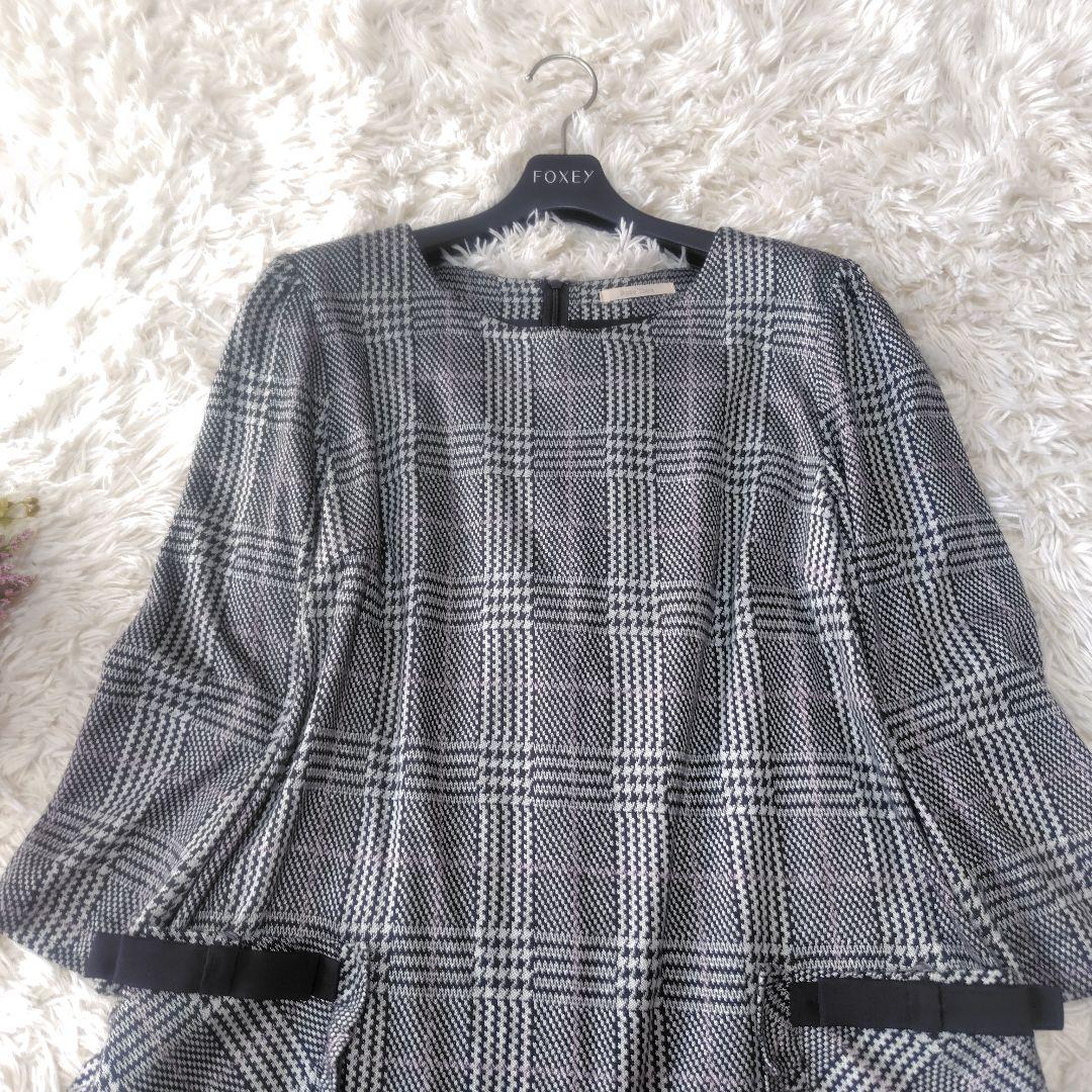 【極美品♡希少42】ローズティアラ　グレンチェックワンピースチュニック　リボン
