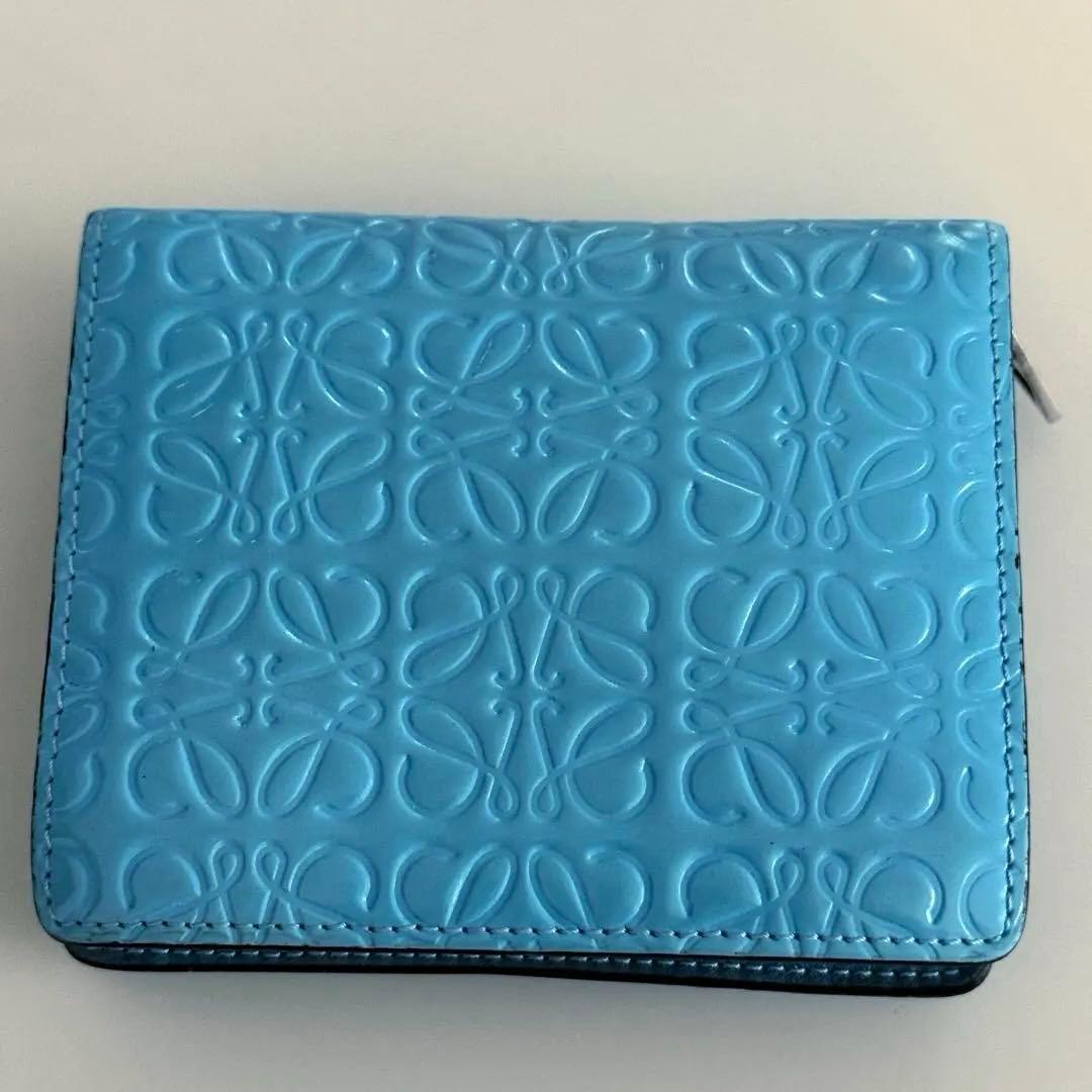 ロエベ　二つ折り財布　ウォレット　SKYBLUE