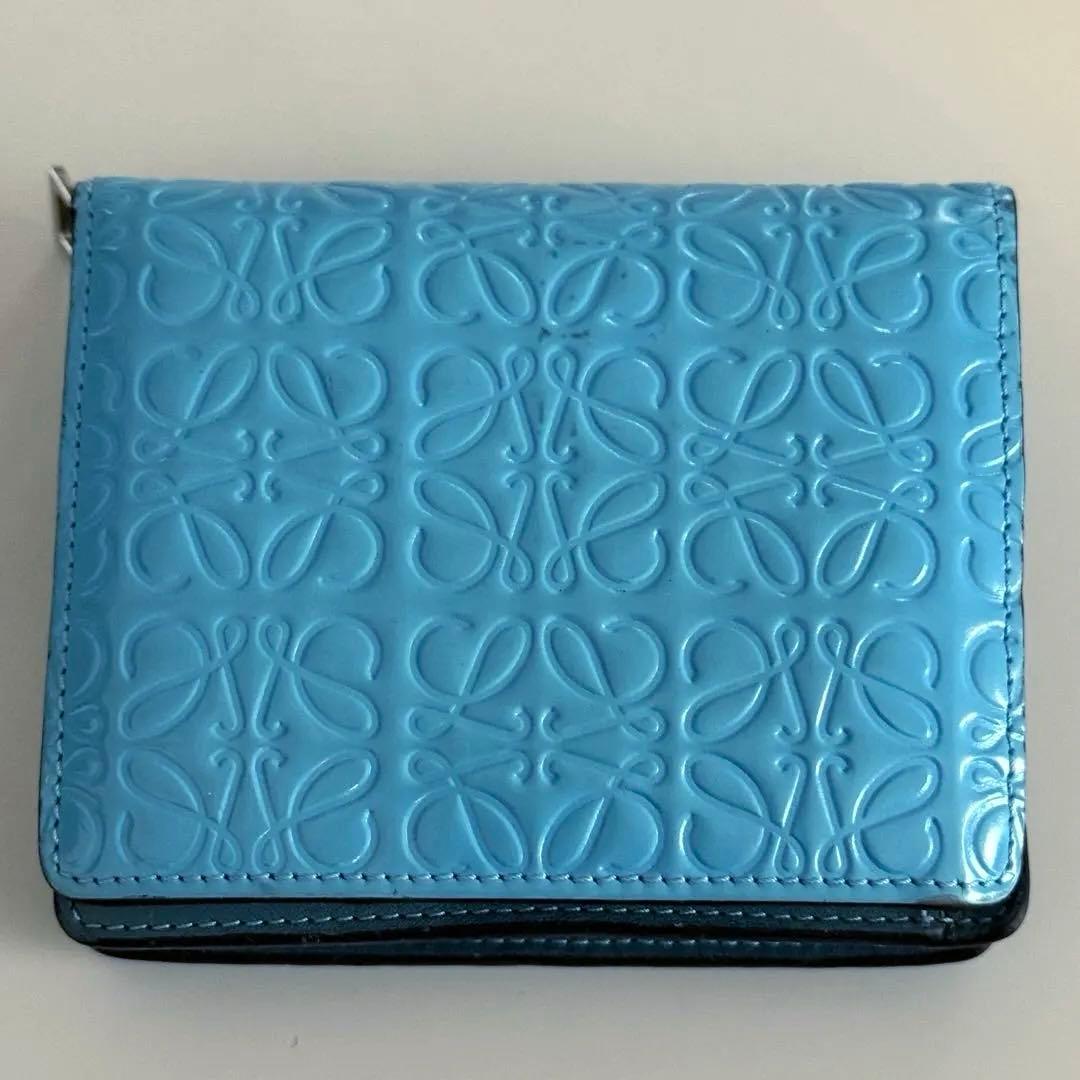 ロエベ　二つ折り財布　ウォレット　SKYBLUE