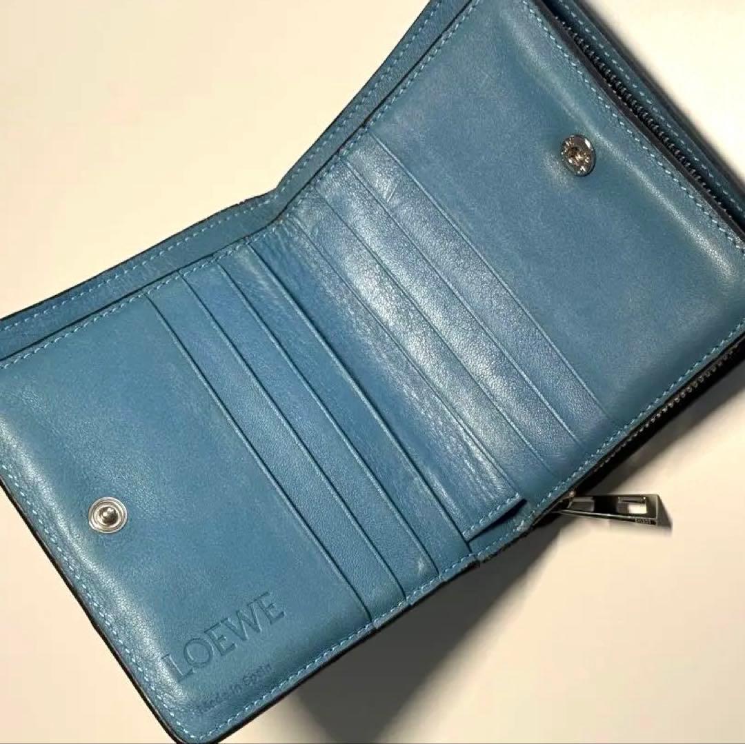 ロエベ　二つ折り財布　ウォレット　SKYBLUE