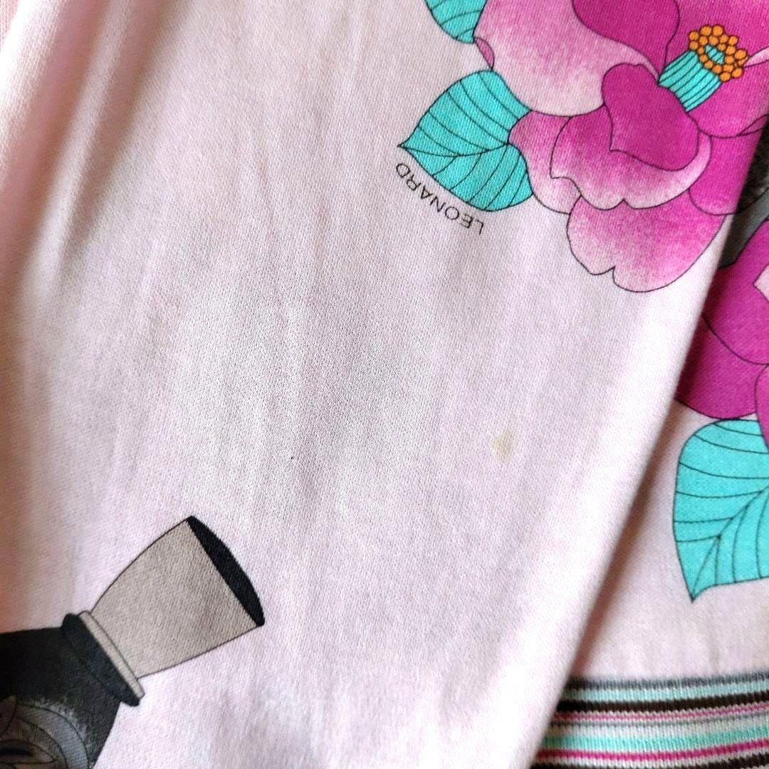 レオナールスポーツ 42 大きいサイズ 総柄ポロシャツ マルチカラー長袖Tシャツ