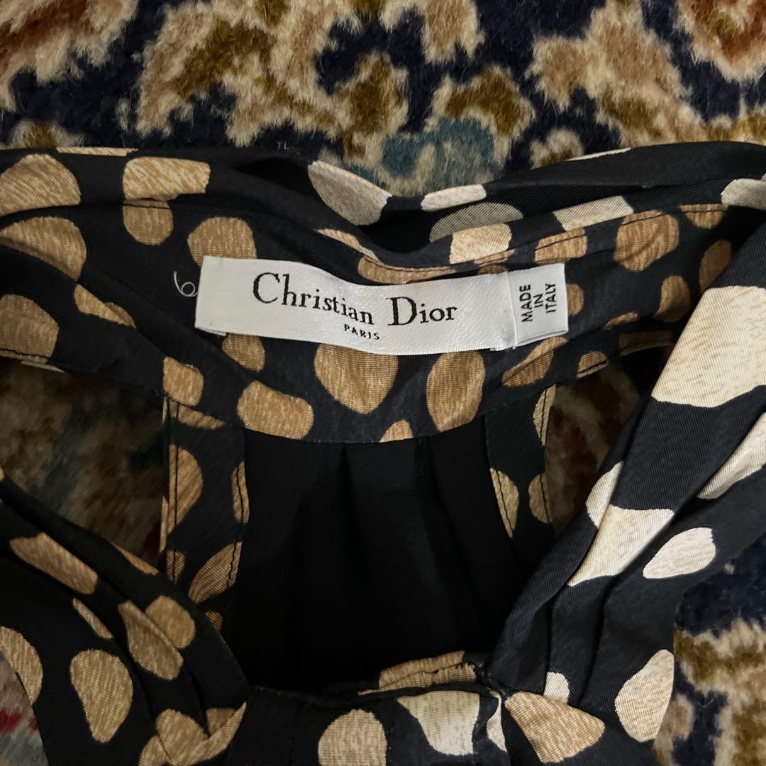 Christian Dior ドット模様 ノースリーブ ドレス