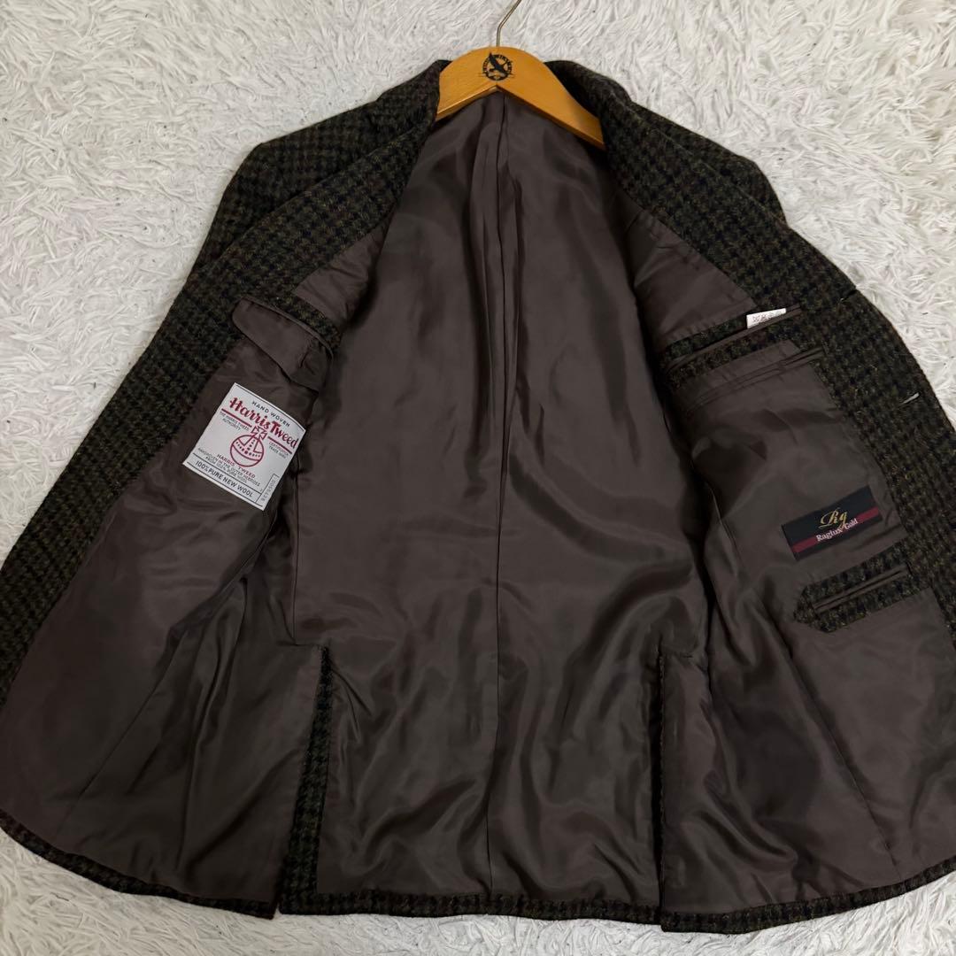 美品✨ラグラックスゴールド ジャケット ハリスツイード 千鳥格子 エルボーパッチ