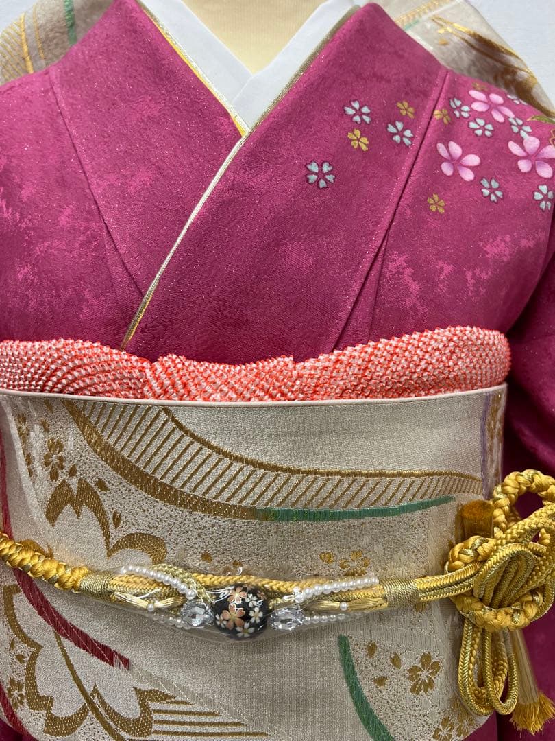 振り袖　フルセット　長襦袢付　金彩加工　刺繍入り　成人式　結婚式　777