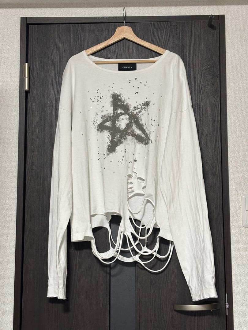 GRANCY グラフィックダメージ 長袖Tシャツ M ホワイト