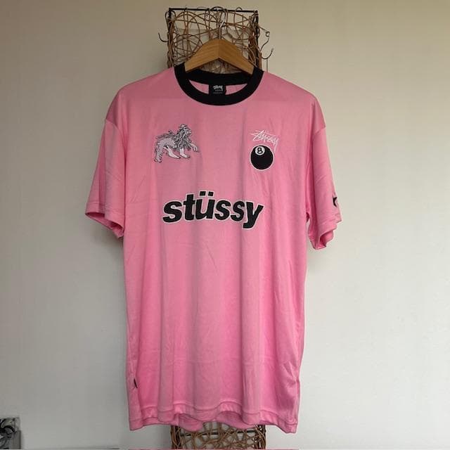 新品未使用stüssy ピンク 刺繍 Football TEE フットボールT