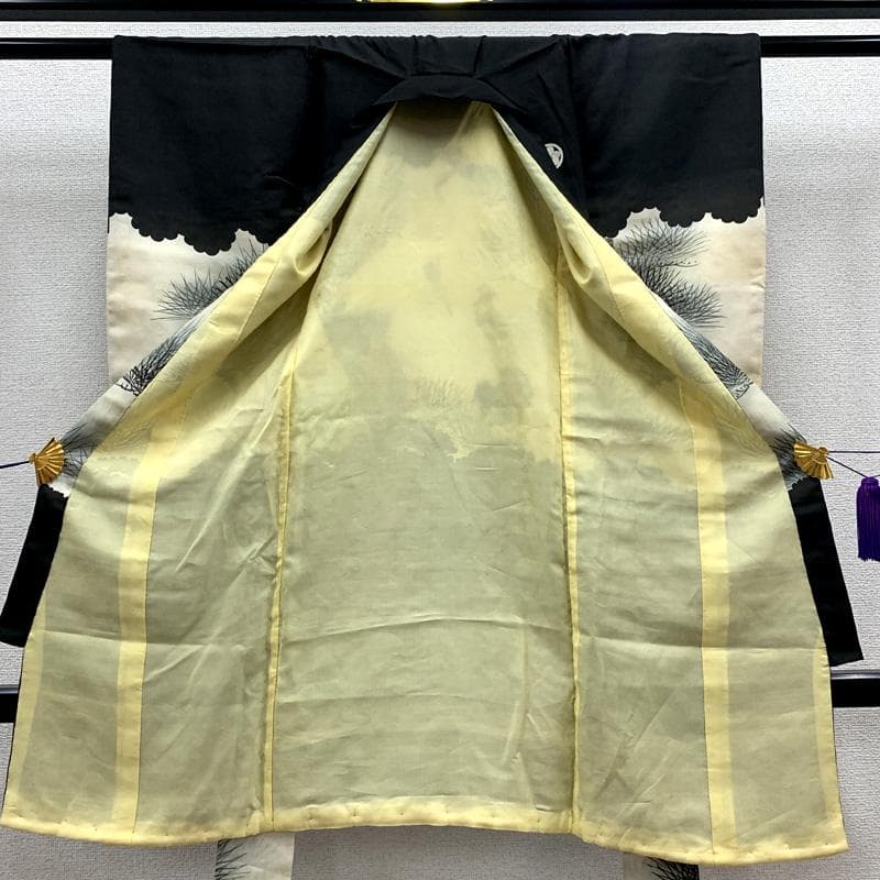 508ay61□お宮参りセミアンティーク 男児 祝い着 着物 掛着 鶴□状態良好