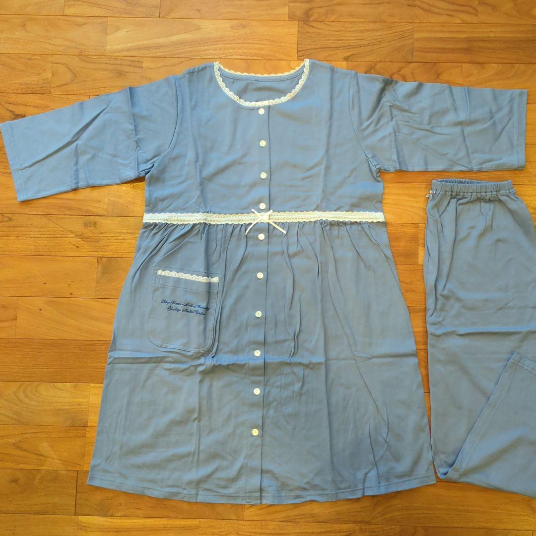 未使用！ワコール パジャマ 綿100% レース付 ブルー M〜L