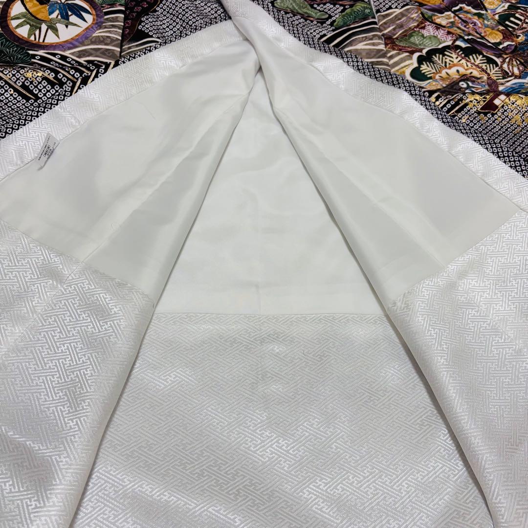 【新品】正絹 京友禅 総疋田鹿子柄 金刺繍入 本金彩 お宮参り 産着 男の子 黒