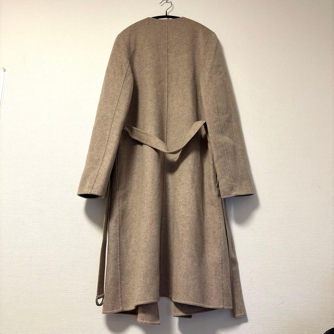 ジョセフJOSEPH ロングコート　カシミヤ　ウール　ダブルフェイス　ノーカラー