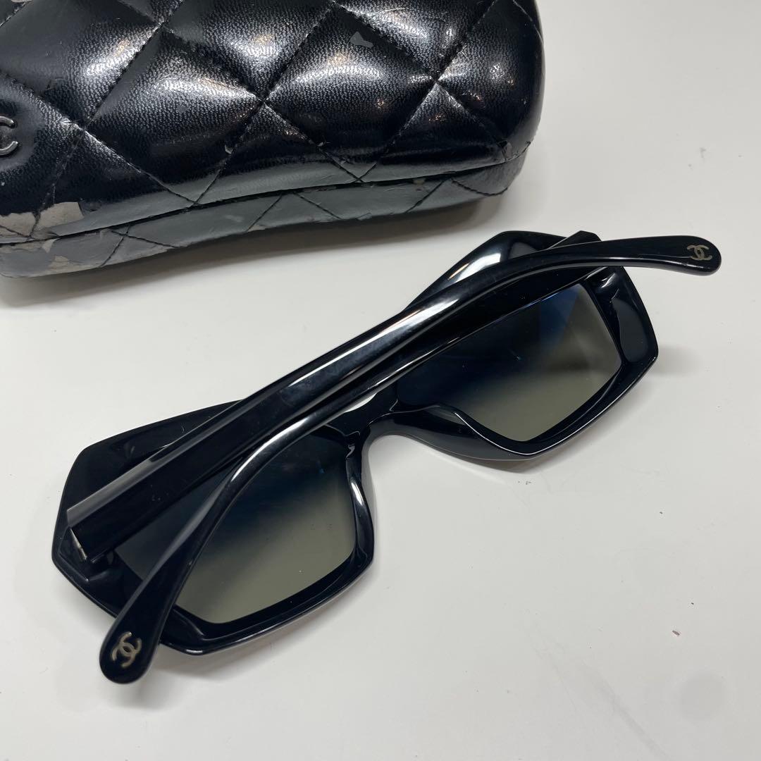 プ*プ様 CHANEL ブラック ヘキサゴン サングラス ケース付き