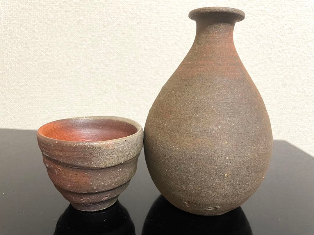 未使用●備前焼 武用真 徳利と酒盃
