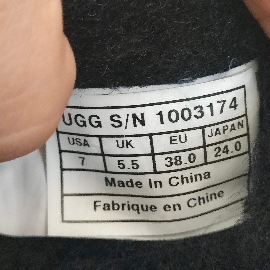 美品 アグ UGG ジョゼット レザーリボン ムートンブーツ 24cm ボア 黒