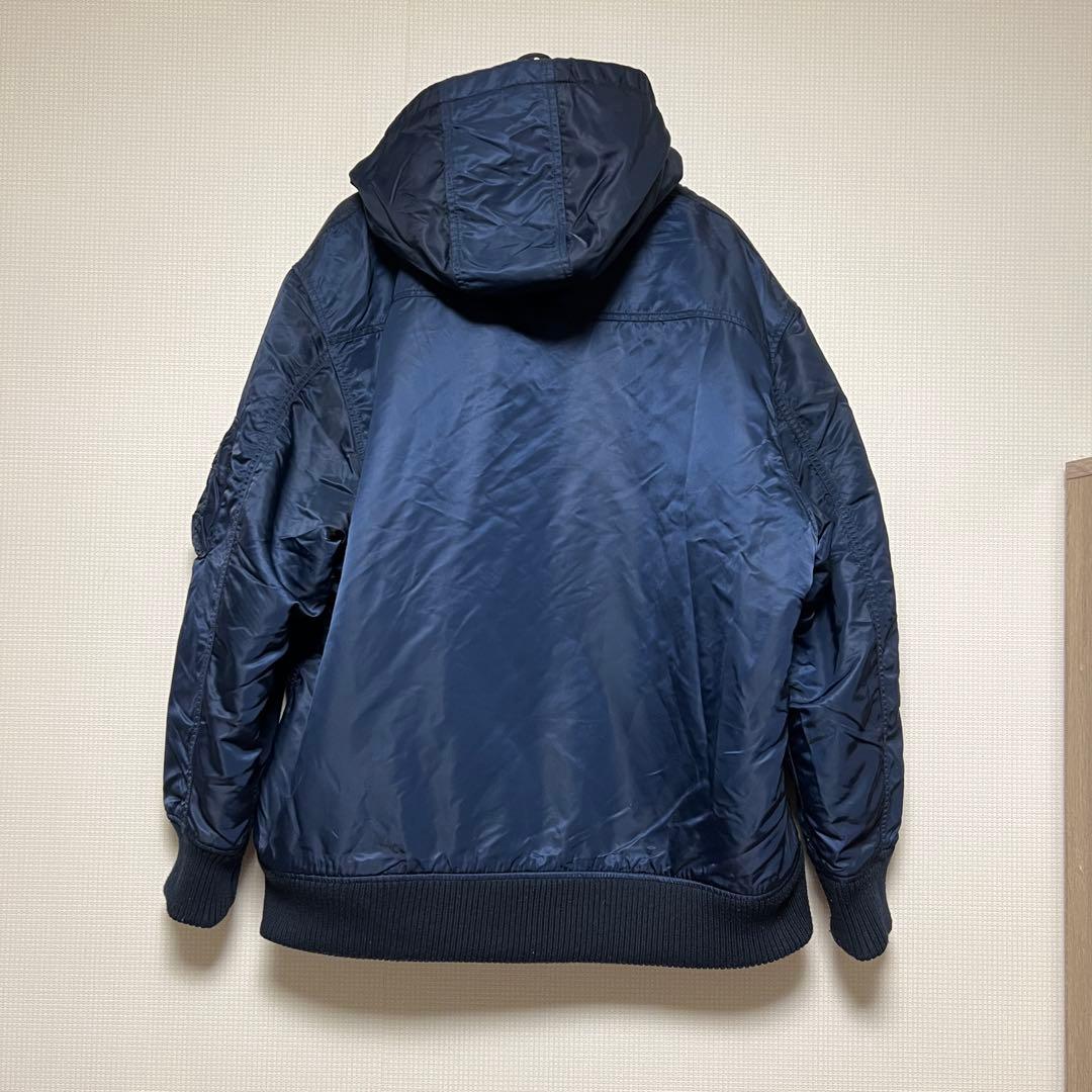 ALPHA INDUSTRIES フーデッド リブジャケット ネイビー 3L