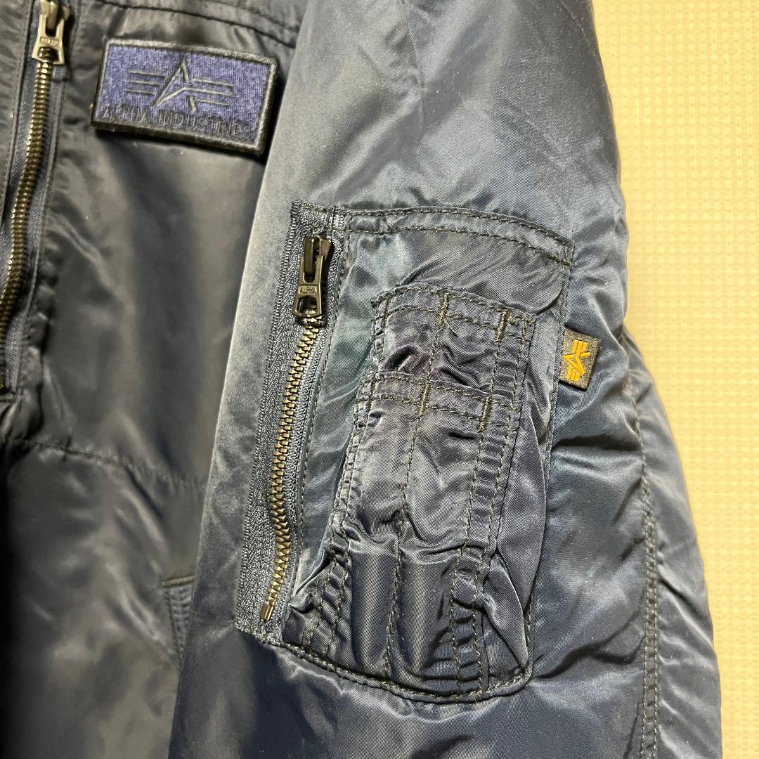 ALPHA INDUSTRIES フーデッド リブジャケット ネイビー 3L