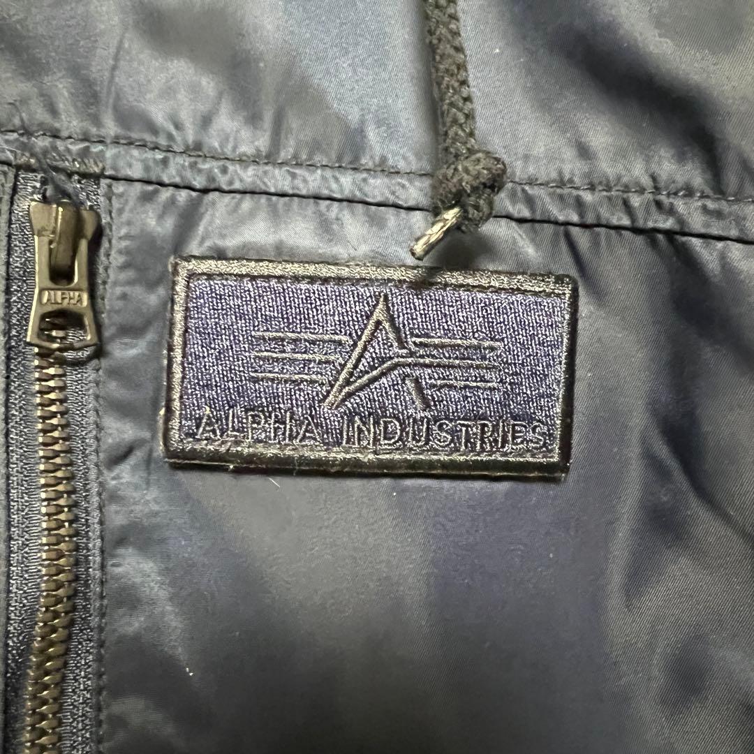 ALPHA INDUSTRIES フーデッド リブジャケット ネイビー 3L