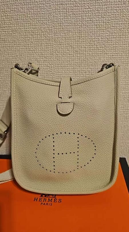 エルメス エブリン16 ミニ ホワイト レザー ショルダーバッグ