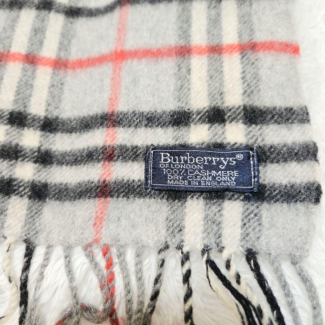 美品 Burberrys カシミヤ100 ノバチェック マフラー グレー 英国製